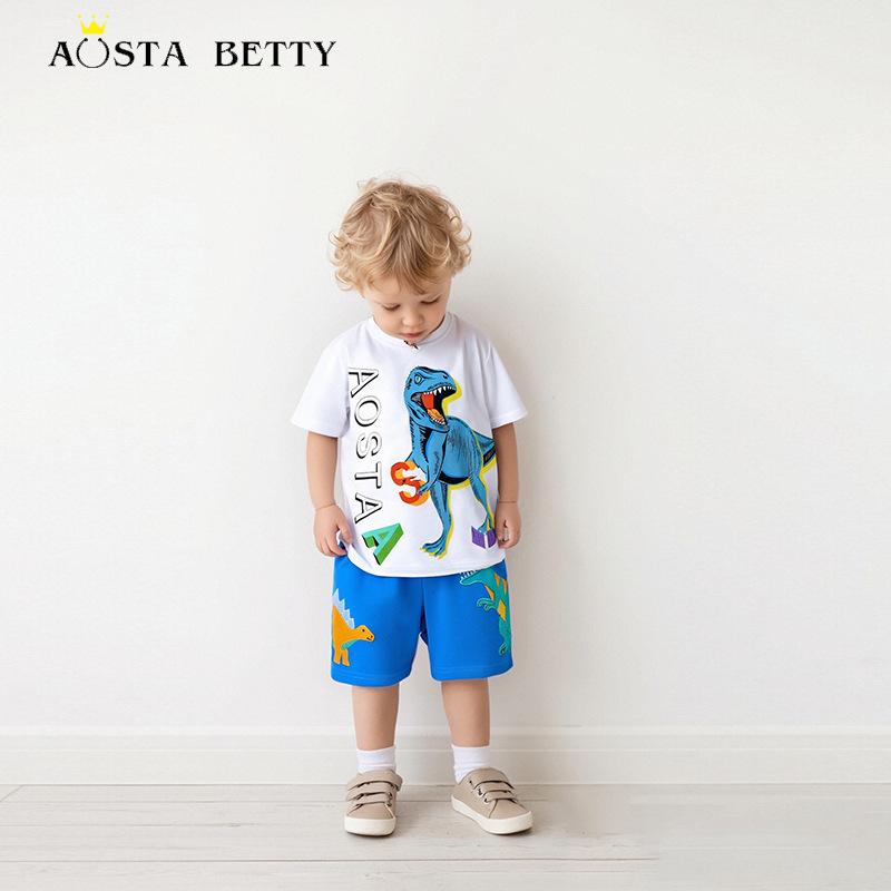 キッズ 男の子 半袖 短パン セットアップ 夏物 恐竜 刺繍 ファッション プリント 子供服 上下セット 綿..