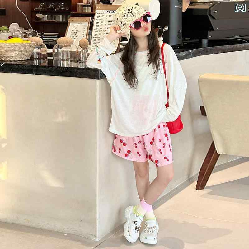子供用アンサンブル 半袖トップスとショートパンツのセットアップ 女の子 夏 薄手 ...