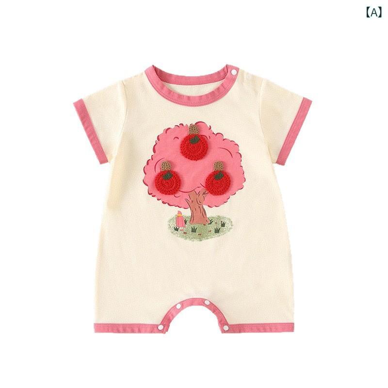 ベビー服 女の子 半袖 ロンパース 薄手 コットン 綿 1歳 2歳 3歳 かわいい カバー...