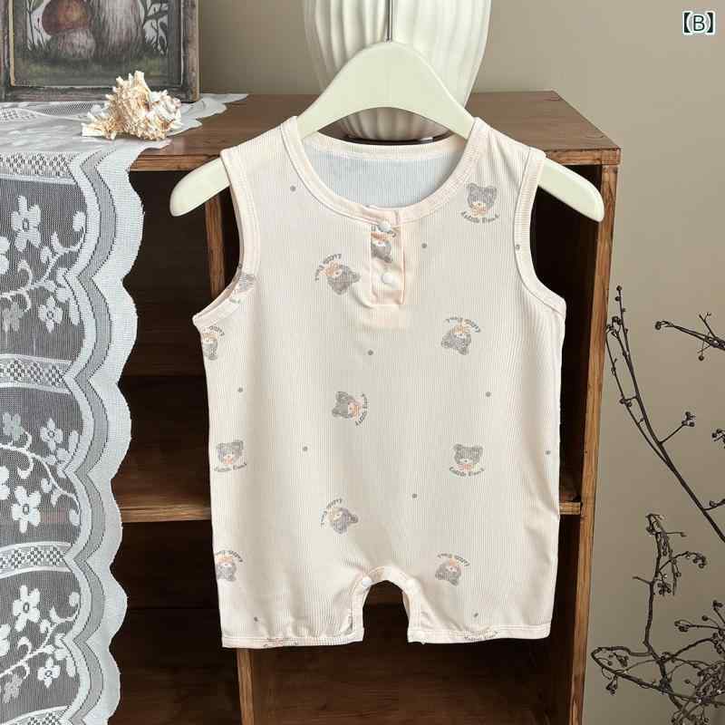 ベビー服 ロンパース 新生児 薄手 夏 ノースリーブ 接触冷感 ポリエステル 短パン ...