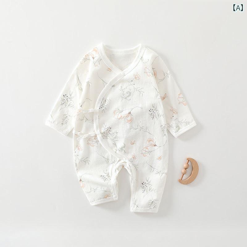 ベビー服 新生児 肌着 ロンパース 長袖 綿100％ 蝶々柄 春夏 赤ちゃん 幼児 接触冷...