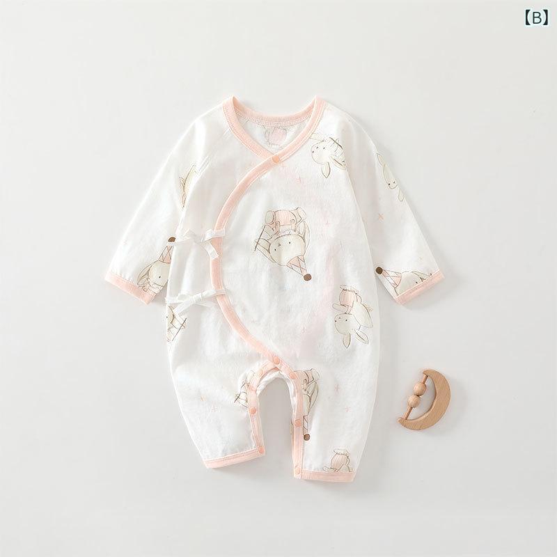ベビー服 新生児 肌着 ロンパース 長袖 綿100％ 蝶々柄 春夏 赤ちゃん 幼児 接触冷...