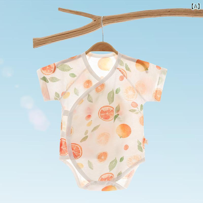 ベビー服 ロンパース 春夏 半袖 新生児 薄手 綿100% 幼児 かわいい 包みボタン 前...