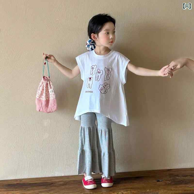 キッズ 女の子 Tシャツ パンツ セットアップ 夏服 半袖 ショートトップス ラッパ ...