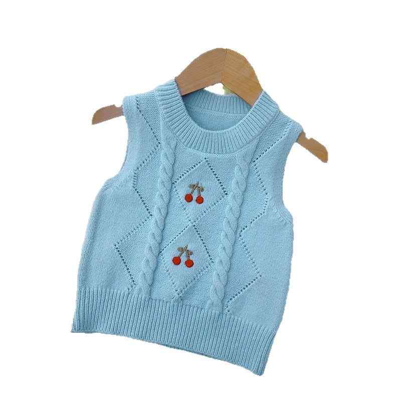子供服 ベスト 春秋 ニット 女の子 普段使い かわいい チョッキ トップス ピンク系 ブルー系 ホワイト系 レッド系
