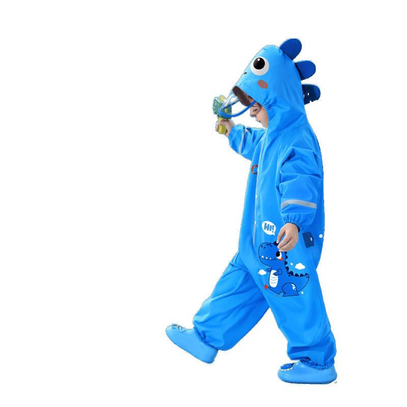 レインコート キッズ 男の子 女の子 子供 幼稚園 ベビー 連体 セット 防水 ズボン かわいい 恐竜 柄 収納袋付き