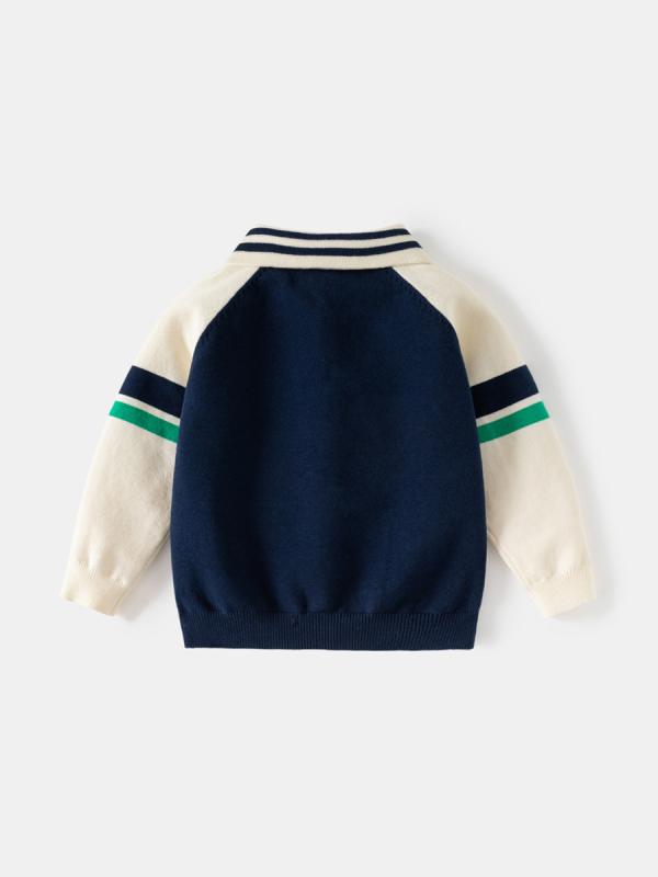 子供服 ニットカーディガン 男の子 コットン 長袖 トップス 襟付き 刺繍 薄手 通園 通学 普段使い ネイ..