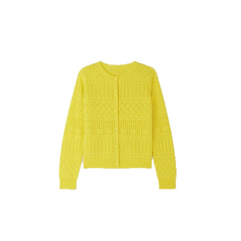 子供服 ニットカーディガン 女の子 長袖 薄手 綿100% ニット トップス 春夏 冷房対策 無地 ラウンドネ..