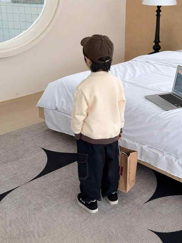 ニット キッズ 男の子 春秋 カーディガン 子供服 トップス 長袖 丸首 柔らかい おしゃれ かわいい 普段..