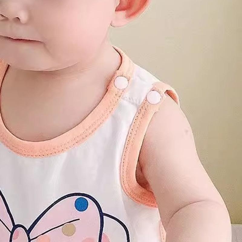 ベビー服 ロンパース クマ柄 夏 新生児 男の子 女の子 コットン 薄手 ノースリーブ 包みボタン 66cm 73..