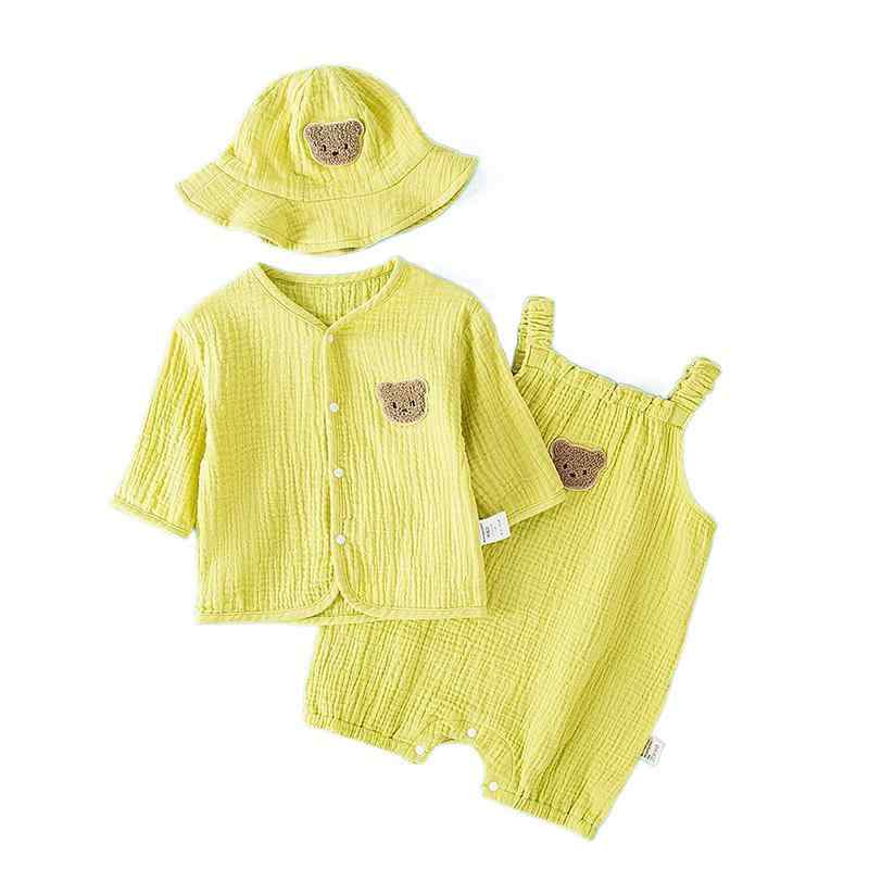 ベビー服 子供服 ハーネス ロンパース 帽子 セット 綿100% 薄手 吊り スタイル 果緑色 姜黄色 ピンク系 白色 66 73 80 90 100