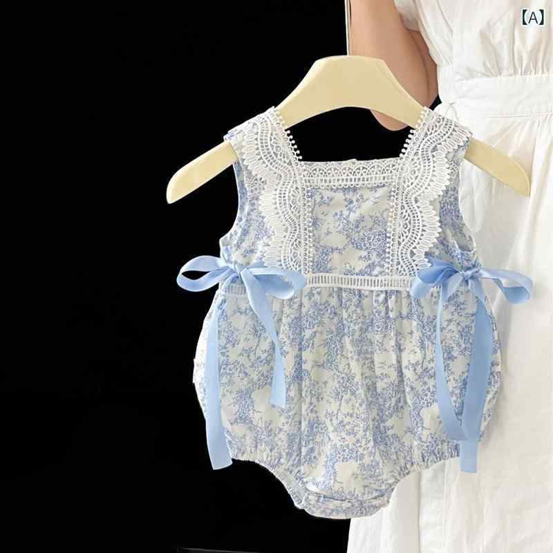 シャドーテールのベビー服 女の子 サロペット ロンパース 春夏 薄手 かわいい 小花柄 接触冷感 再生繊維 韓国風 赤ちゃん 幼児｜アングル2