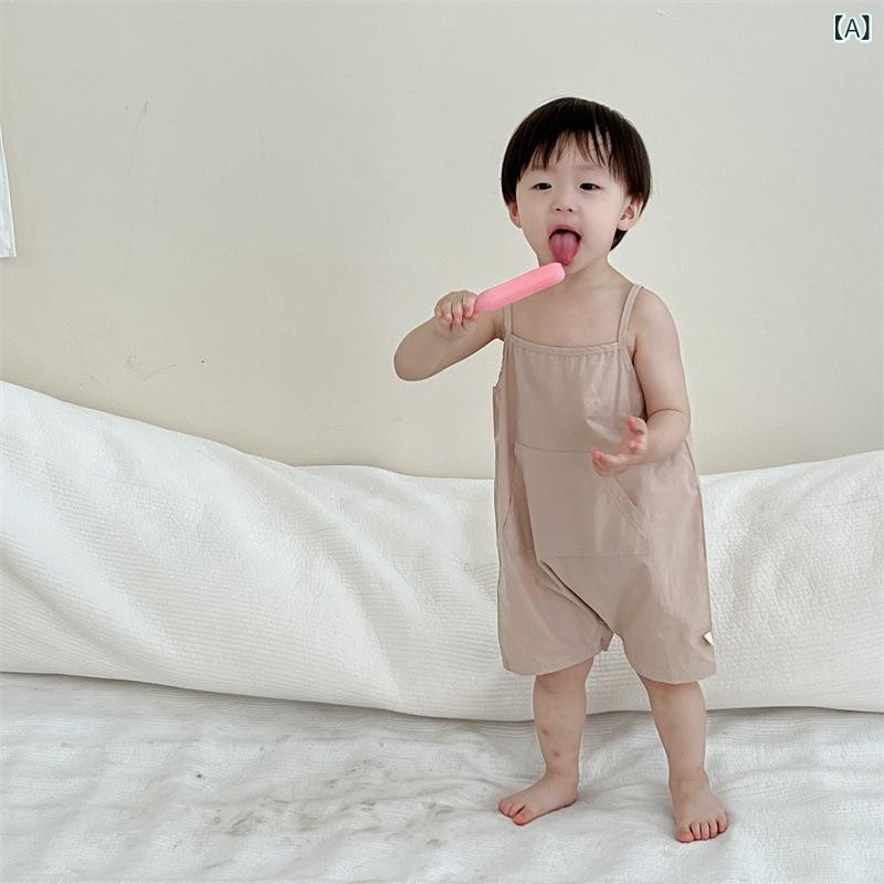 シャドーテールのベビー服 ロンパース 夏 薄手 韓国風 子供服 男の子 ノースリーブ カバーオール 66cm 73cm 80cm 90cm 綿｜アングル2