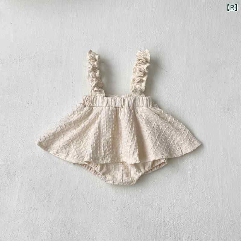 シャドーテールのベビー服 女の子 提花 バブル スカート サロペット ロンパース 新生児 写真 撮影 コットン ノースリーブ ジャンプスーツ 帽子付き セットアップ かわいい 韓国風｜アングル3