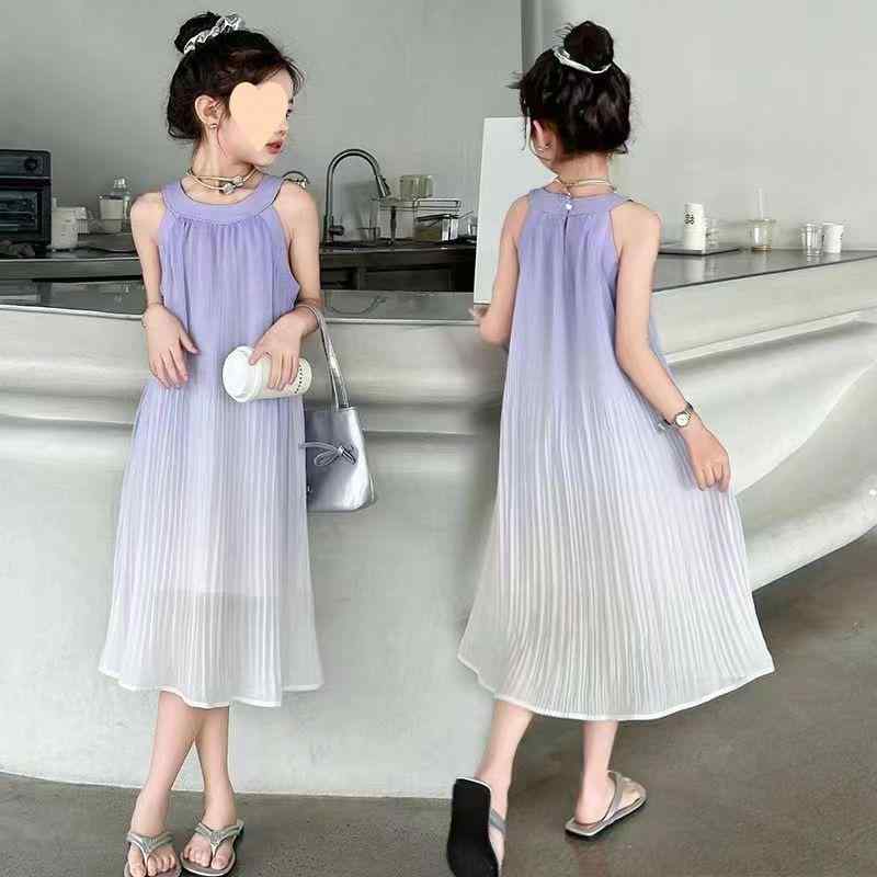 ワンピース キッズ 女の子 子供 チュールスカート グラデーション ノースリーブ チュニック 夏 Cクラス..