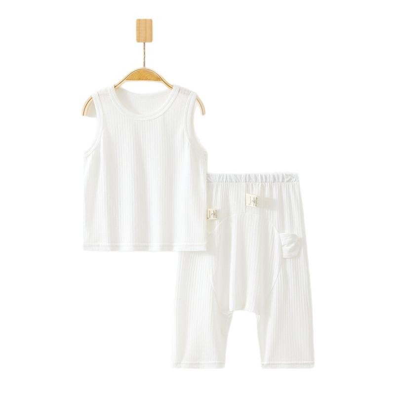 ベビー服 薄手Tシャツ ノースリーブセットアップ 竹繊維 赤ちゃん 子供用長ズボン ゆったり ベビー エ..