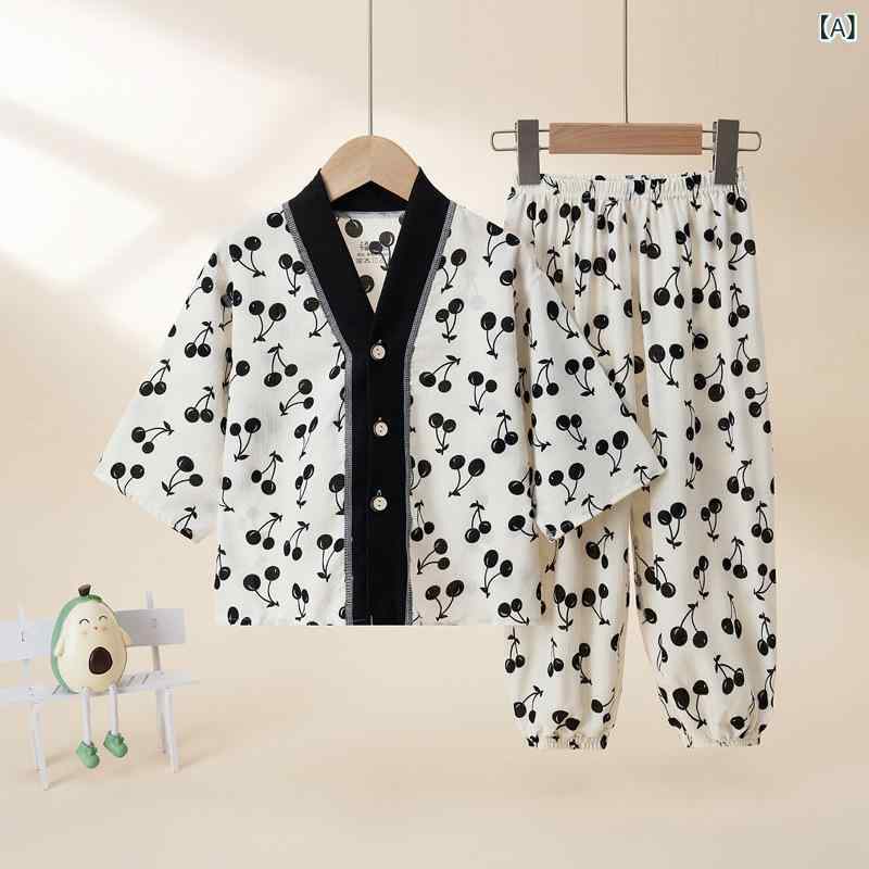 子供用パジャマ 上下セット 男の子 七分袖 薄手 ホームウェア 女の子 薄手 かわいい ポリエステル 春夏 秋