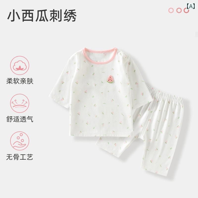 子供用パジャマ 全綿 夏 薄手 ベビー エアコン服 赤ちゃん セパレート 子供用ホームウェア セット ピン..