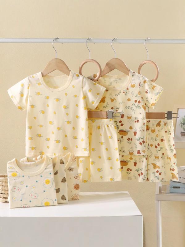 子供用 半袖Tシャツ 短パン 上下セット ベビー 男の子 女の子 夏服 コットン100％ 薄手 カートゥーン柄..