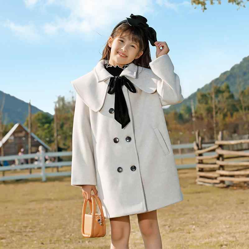 コート 女の子 子供服 中綿入り ウール アウター 秋冬物 フリル 襟付き Aライン プリンセスライン 上品..