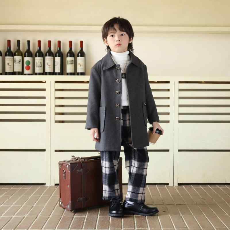 子供服 大衣 男の子 中綿入り ピーコート ダブルブレスト フォーマル 英国風 発表会 結婚式 グレー アウター
