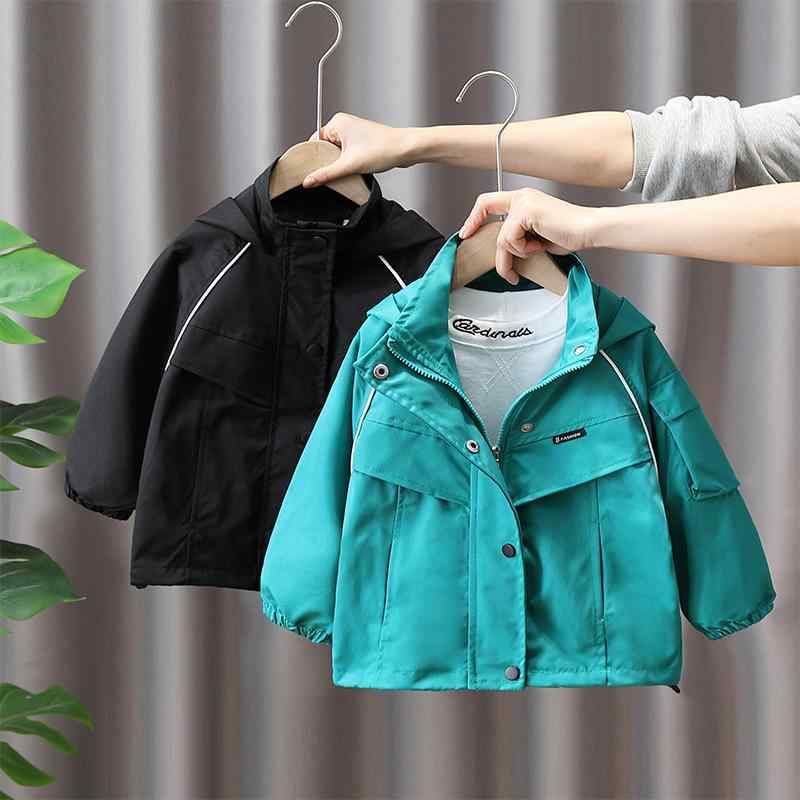 子供服 ジャケット 男の子 スプリングコート キッズ カジュアル アウター 春秋 3歳 4歳 5歳 6歳 7歳 8歳 100cm 110cm 120cm 130cm 140cm 150cm ポリエステル グリーン ブラック 長袖 フード付き