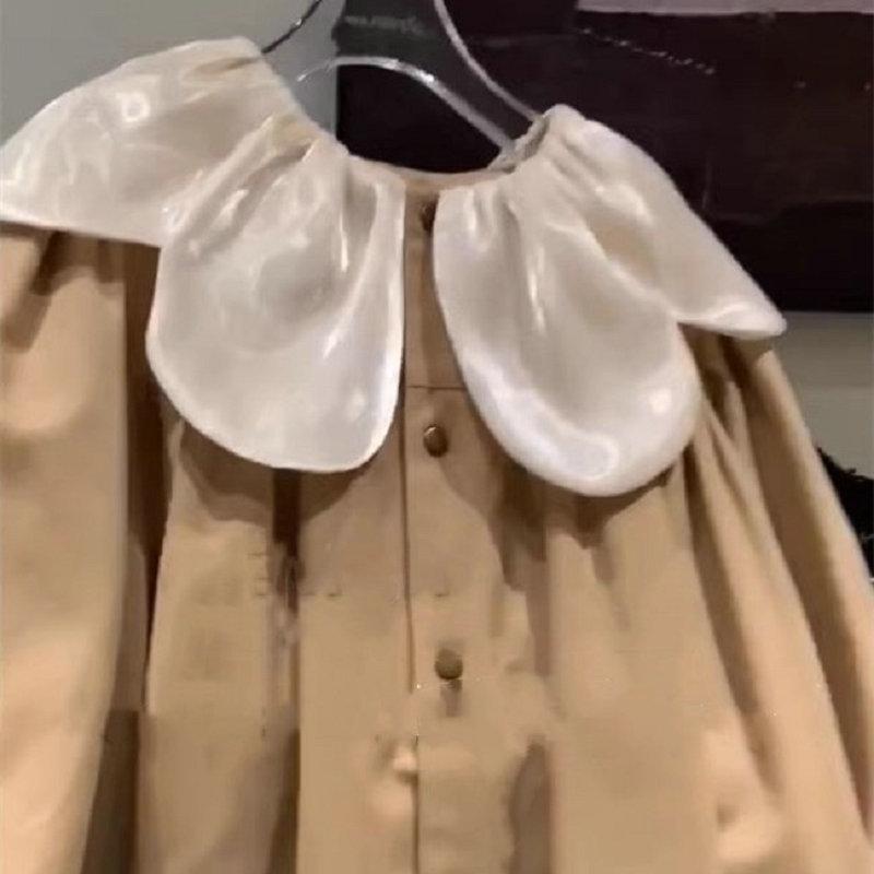 子供服 ジャケット 女の子 秋物 アウター 花びら襟 シングルブレスト コート トップス かわいい ガールズ 普段使い お出かけ着