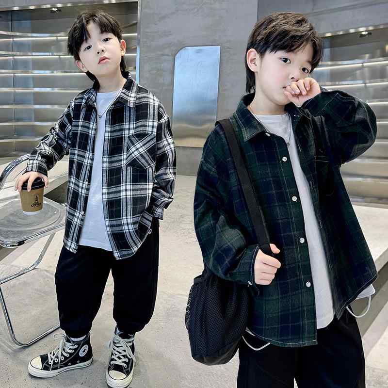 Rakuten - キッズ チェック柄 シャツ ジャケット 子供服 男の子 アウター カジュアル 春秋 中学生 高学年 羽織り
