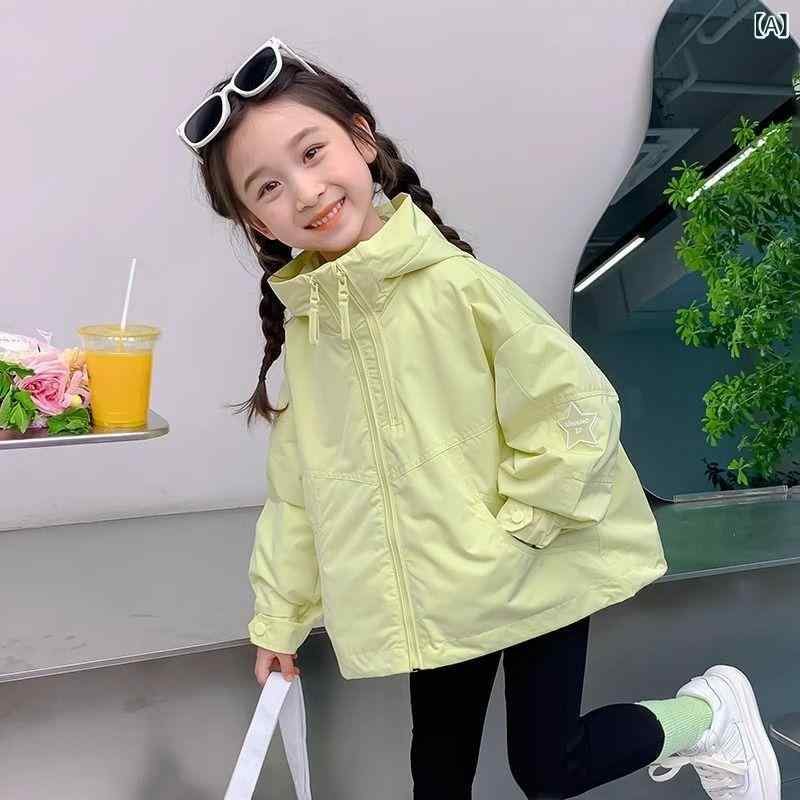 아동복 재킷 소녀 봄 가을 후드 첨부 윈드브레이커 아우터 코트 키즈 3세 4세 5세 6세 7세 8세 100cm 110cm 120cm 130cm 140cm 핑크 그린