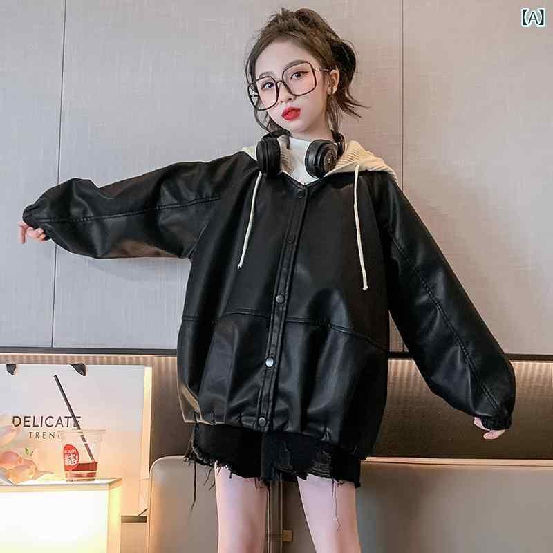 子供服 ジャケット 女の子 中綿入り アウター フード付き PUレザー 春秋 中長丈 普...