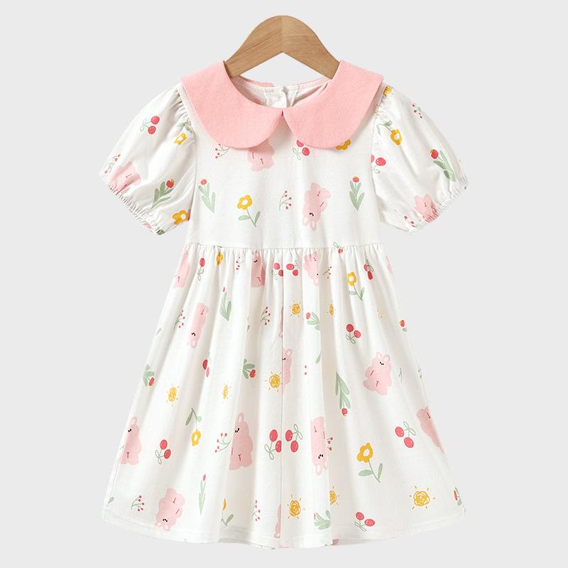 ワンピース ベビー服 子供服 女の子 プリンセス ドレス Aライン スカート コットン 花柄 90 100 110 120 130 140 かわいい カジュアル