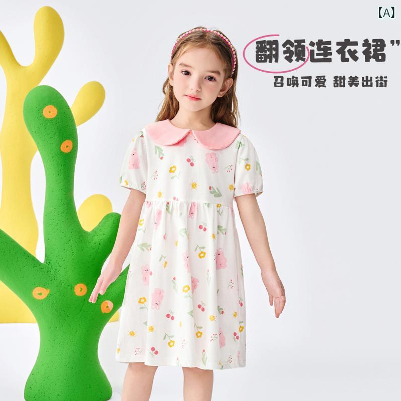 ワンピース ベビー服 子供服 女の子 プリンセス ドレス Aライン スカート コットン 花柄 90 100 110 120 130 140 かわいい カジュアル 2