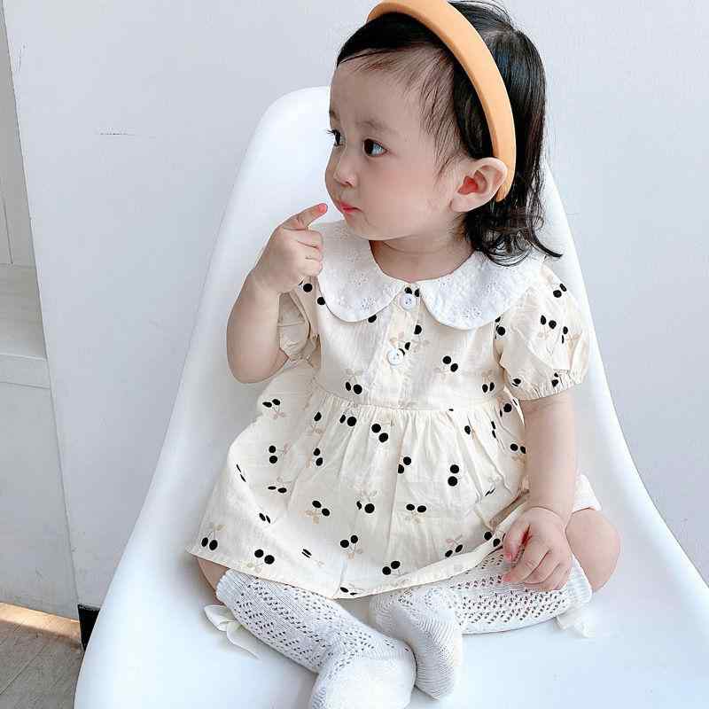 ワンピース ベビー 女の子 かわいい 桜んぼ柄 半袖 ロンパース スカート コットン 公園着 普段着 66 73 80 90 100