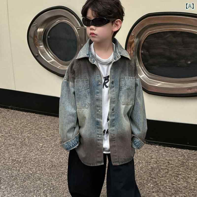 キッズ デニム ジャケット 春物 子供服 長袖 アウター Gジャン ゆったり ボーイズ 男の子 ショート丈 ..