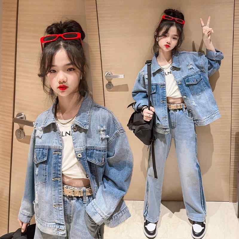 子供服 女の子 デニム ジャケット 韓国風 子供 長袖 アウター 普段使い かわいい ショート丈 ガールズ トップス スプリングコート