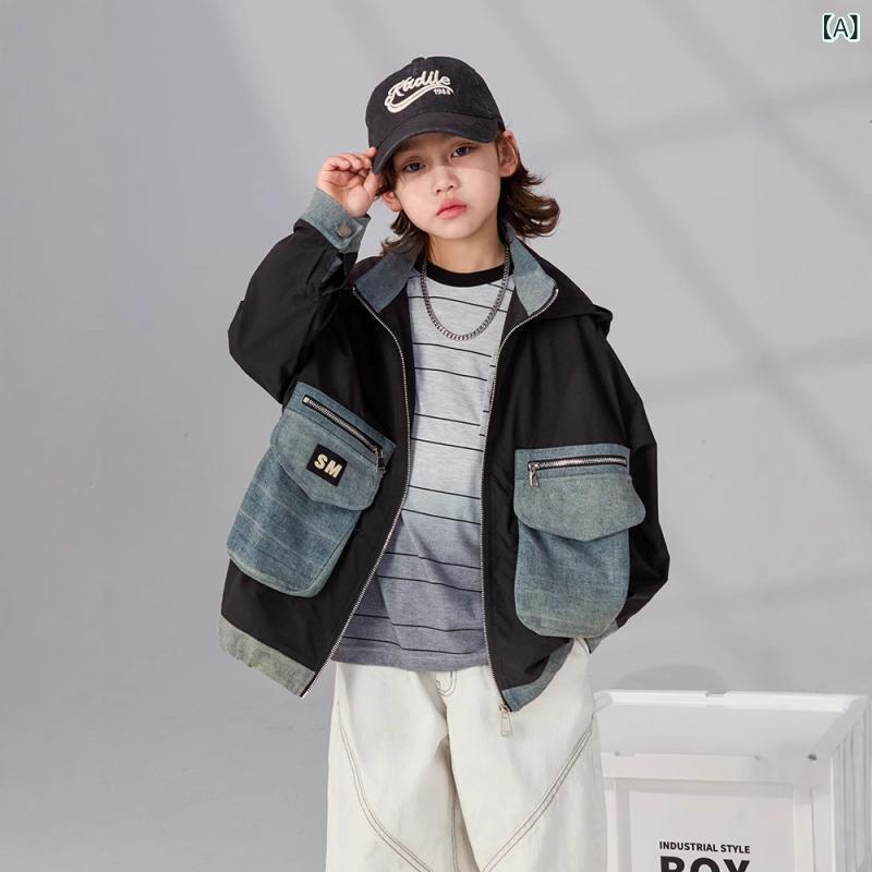子供服 ジャケット 男の子 デニムジャケット 春秋 ブルゾン ジャンパー アウター 韓国風 ボーイズ ワー..
