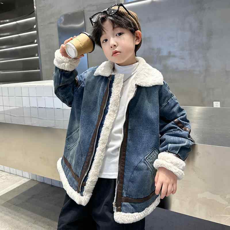 Blousons, Jumpers - 子供服 ジャケット 男の子 裏起毛 デニム アウター 秋冬 ボーイズ キッズ Gジャン 通学 普段使い 防寒