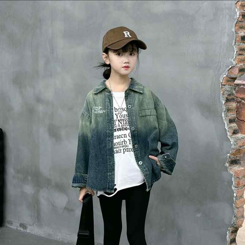 子供服 デニムジャケット 女の子 春秋 アウター 子供 デニム シャツ ジャケット キッズ ガールズ カジュアル スプリングコート おしゃれ かわいい