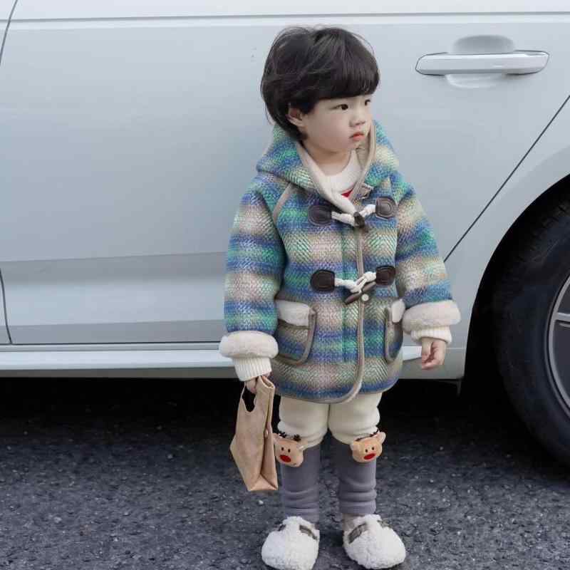 Rakuten - 子供服 アウター 秋冬 格子柄 厚手 メルトン コート 男の子 ベビー服 長袖 切り替え バイカラー