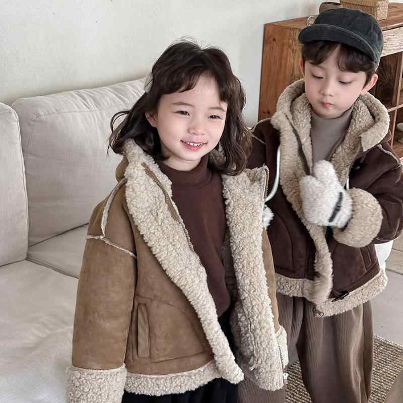 子供服 アウター ベビー 男女兼用 ボアジャケット フード付き 防寒 厚手 ショート丈 80cm 90cm 100cm 1..