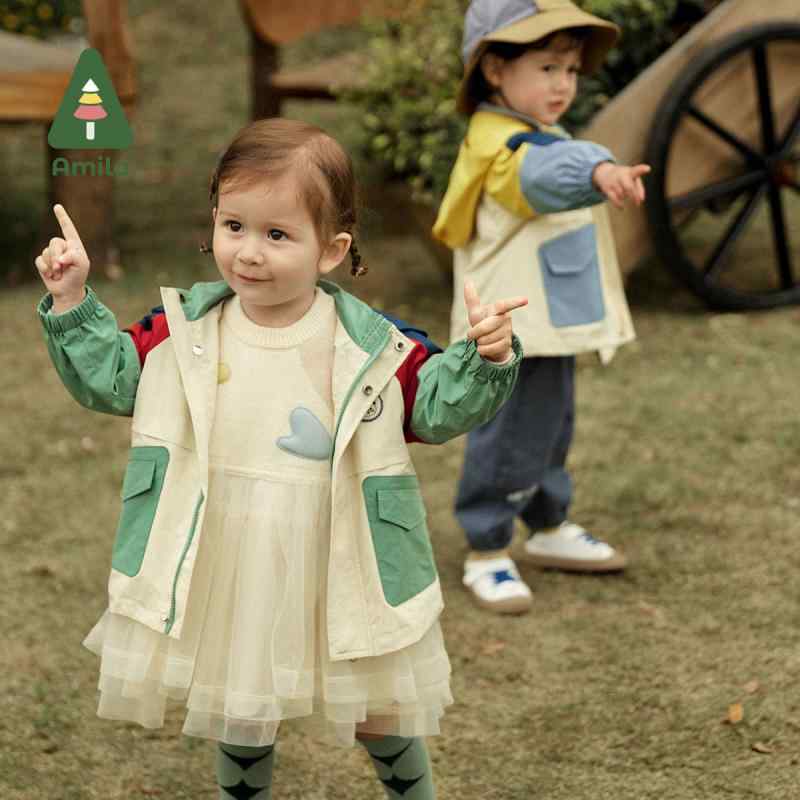 キッズ ベビー服 ウィンドブレーカー ジャケット 長袖 アウター 無地 上着 フード...