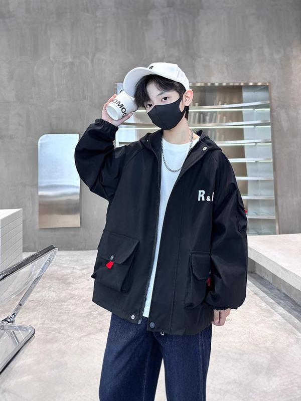 キッズ ジャケット 男の子 スプリングコート 6歳 12歳 フード付き アウター ボーイズ 子供服 ジャンパー 通学 普段使い 防風