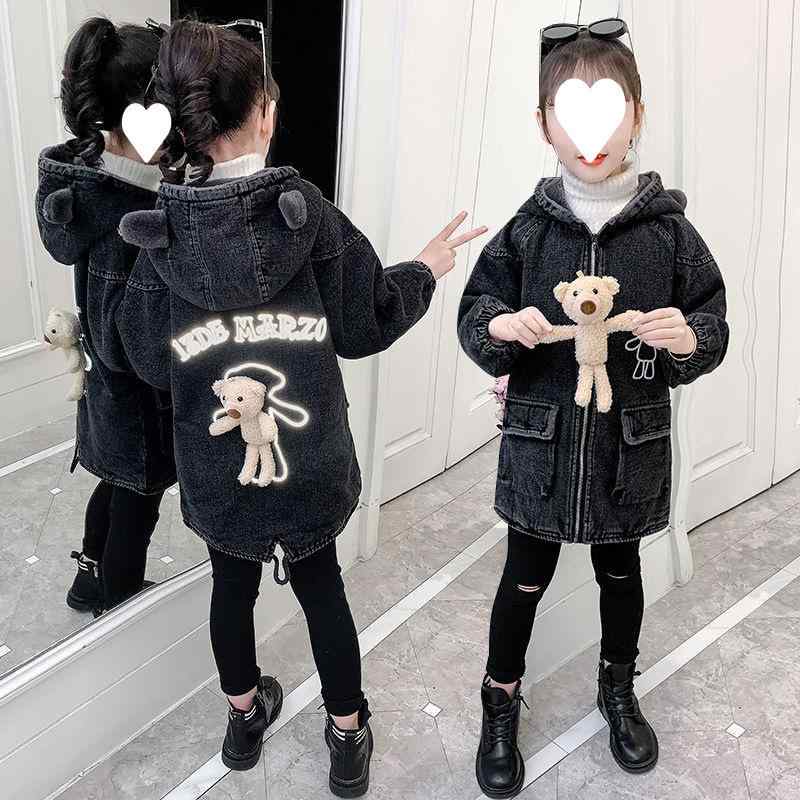 子供服 アウター 女の子 秋冬 ボア デニム ジャケット 中綿 コート フード付き かわいい 普段使い 通学 防寒