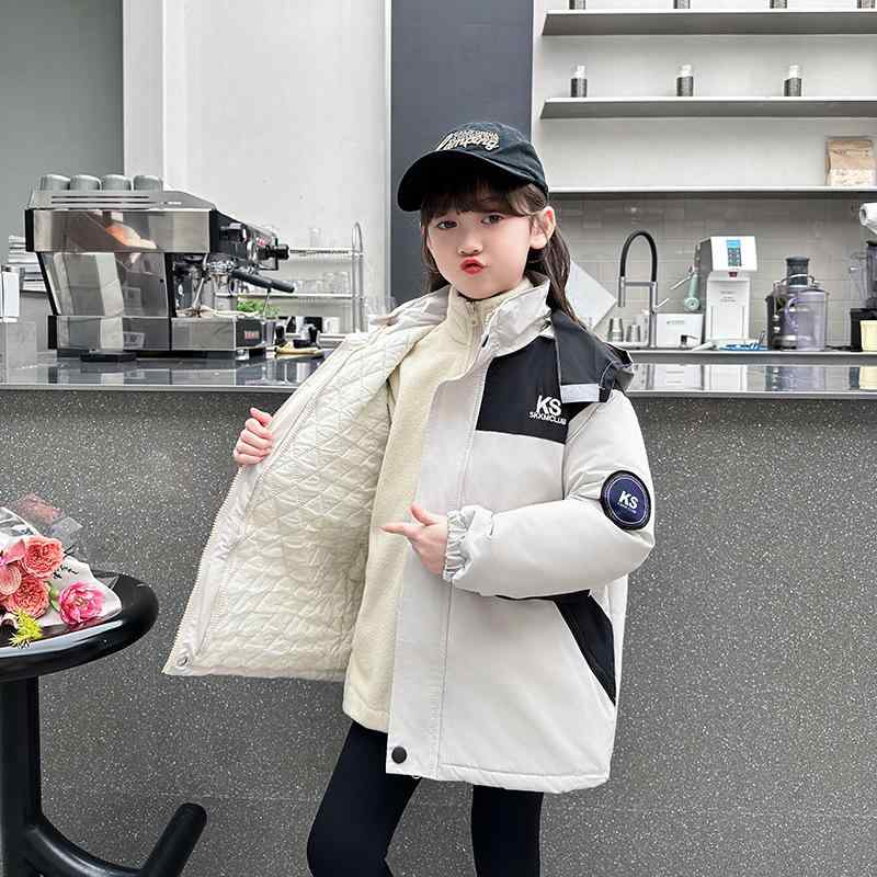 Coat - 子供服 アウター 女の子 秋冬 防寒着 裏起毛 取り外し可能 フード付き ジャケット ウインドブレーカー ジャンパー スポーツ 普段使い かわいい ピンク系 ベージュ 110 120 130 140 150 160 170