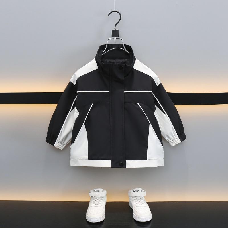 キッズ 男の子 ジャケット 春物 アウター ボーイズ 子供服 スプリングコート ジャンパー 立ち襟 配色 普段着