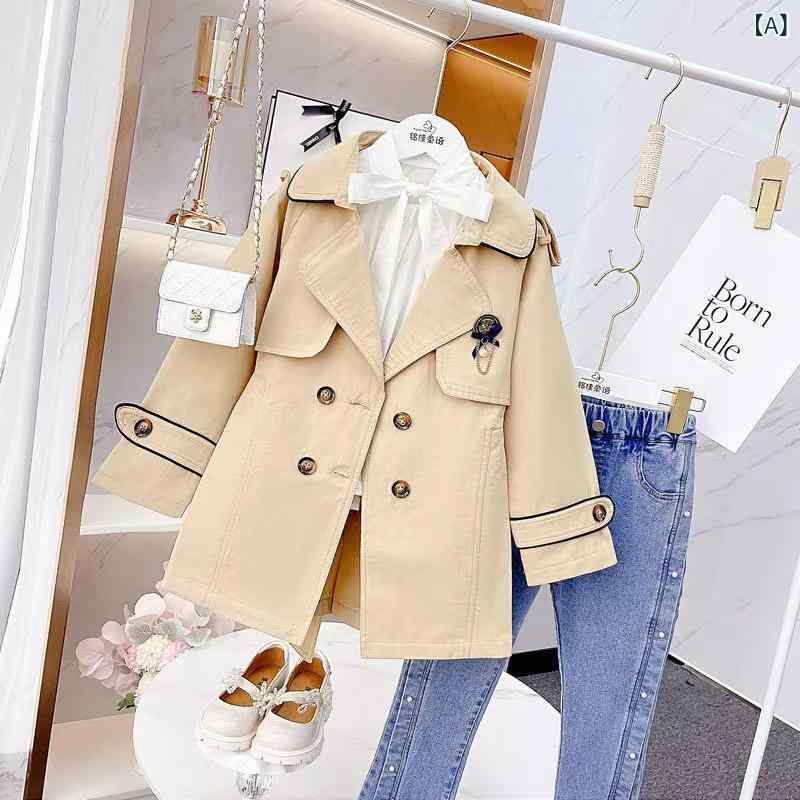 子供服 ガールズ トレンチコート スプリングコート 中綿入り 腰ベルト付き アウター かわいい カジュアル フォーマル 普段使い お出かけ カーキ ピンク系