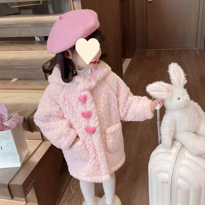 其它 - 子供服 女の子 アウター 秋冬 加絨 コート 厚手 ニット カーディガン かわいい 8歳以上 パープル ピンク系 防寒