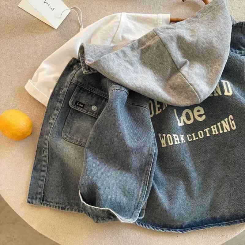 子供服 シャツ 男児用 ベビー服 デニム ジャケット アウター 長袖 トップス 無地 春秋 90 100 110 120 130 140 ブルー