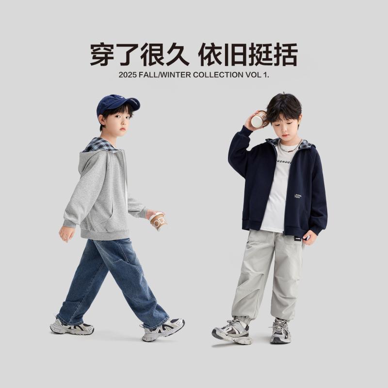 子供服 男の子用 スウェット パーカー フード付き ジャケット アウター 春秋用 スポーツ カジュアル トップス グレー 紺色 デニム 綿 ソフト