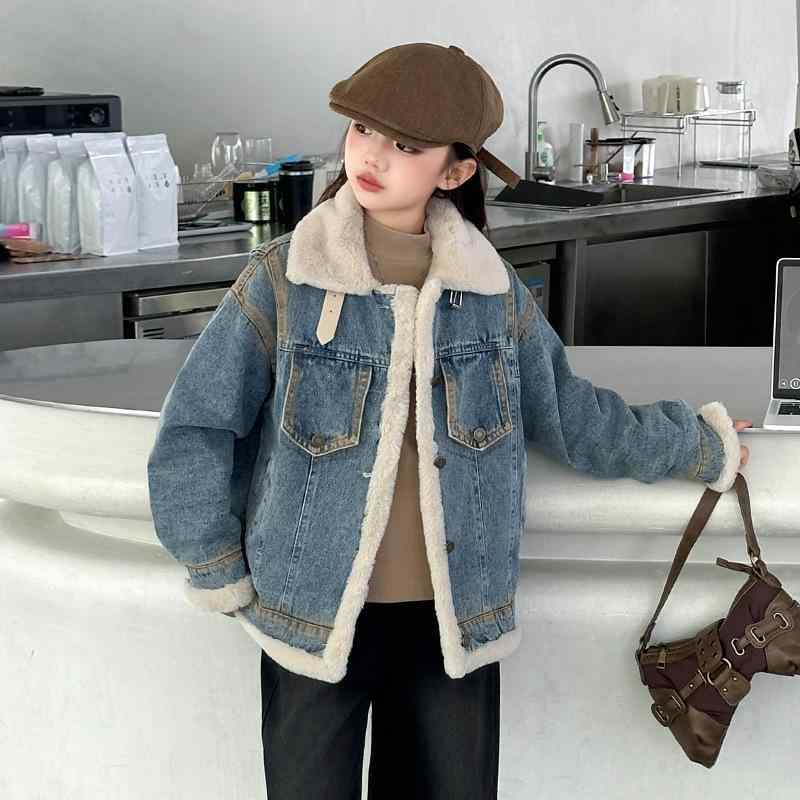 子供服 デニムジャケット 秋冬物 裏起毛 アウター 女の子 中学生 小学生 パーカー風 ジャンパー ブルゾ..